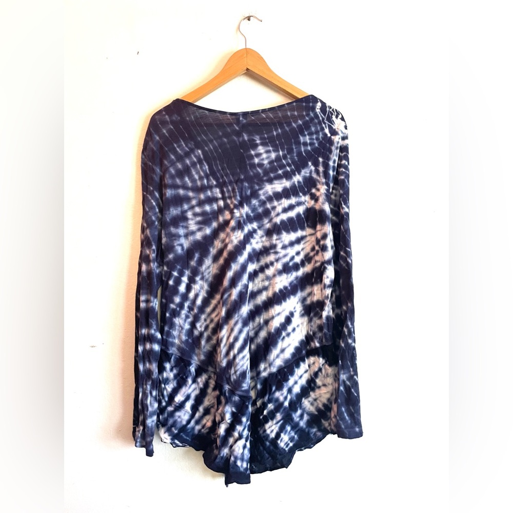 🍁50% Off Fall Sale XCVI Tie Dye Long Cotton Modal Top w/ Contrasting Rayon Trim - Picture 5 of 7
